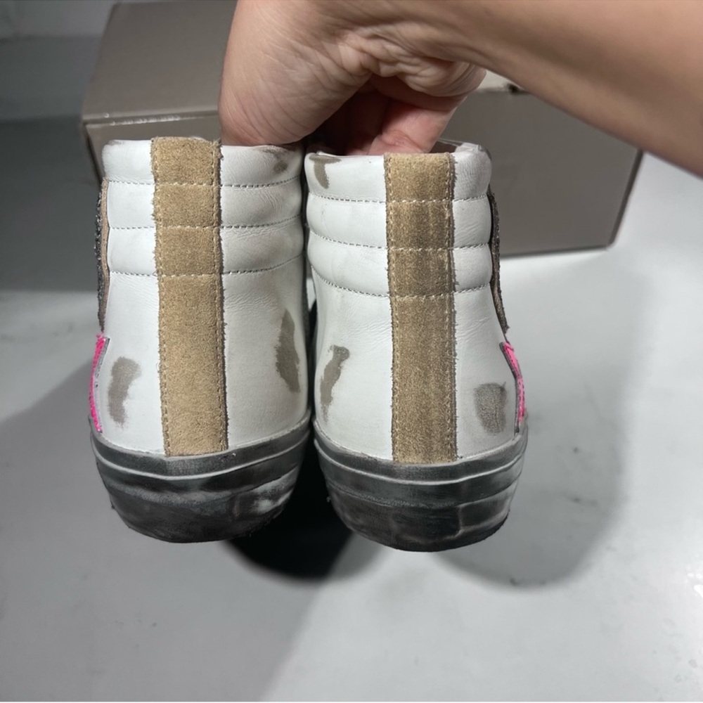 Golden Goose Slide White Green Camouflage Silver Pink Athletic High Top Sneakers - Picture 7 of 14